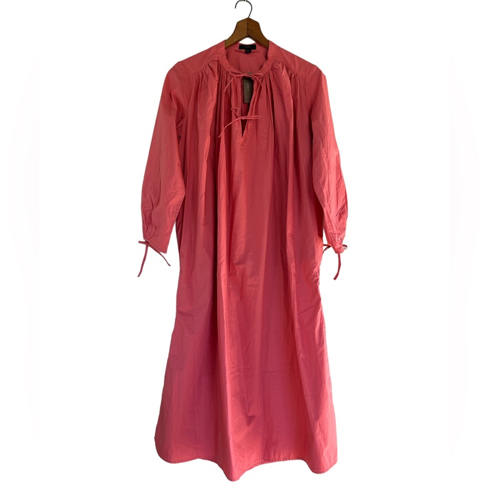 NWT J Crew Poplin 3/4 Tie Sleeve Midi Shift Dress